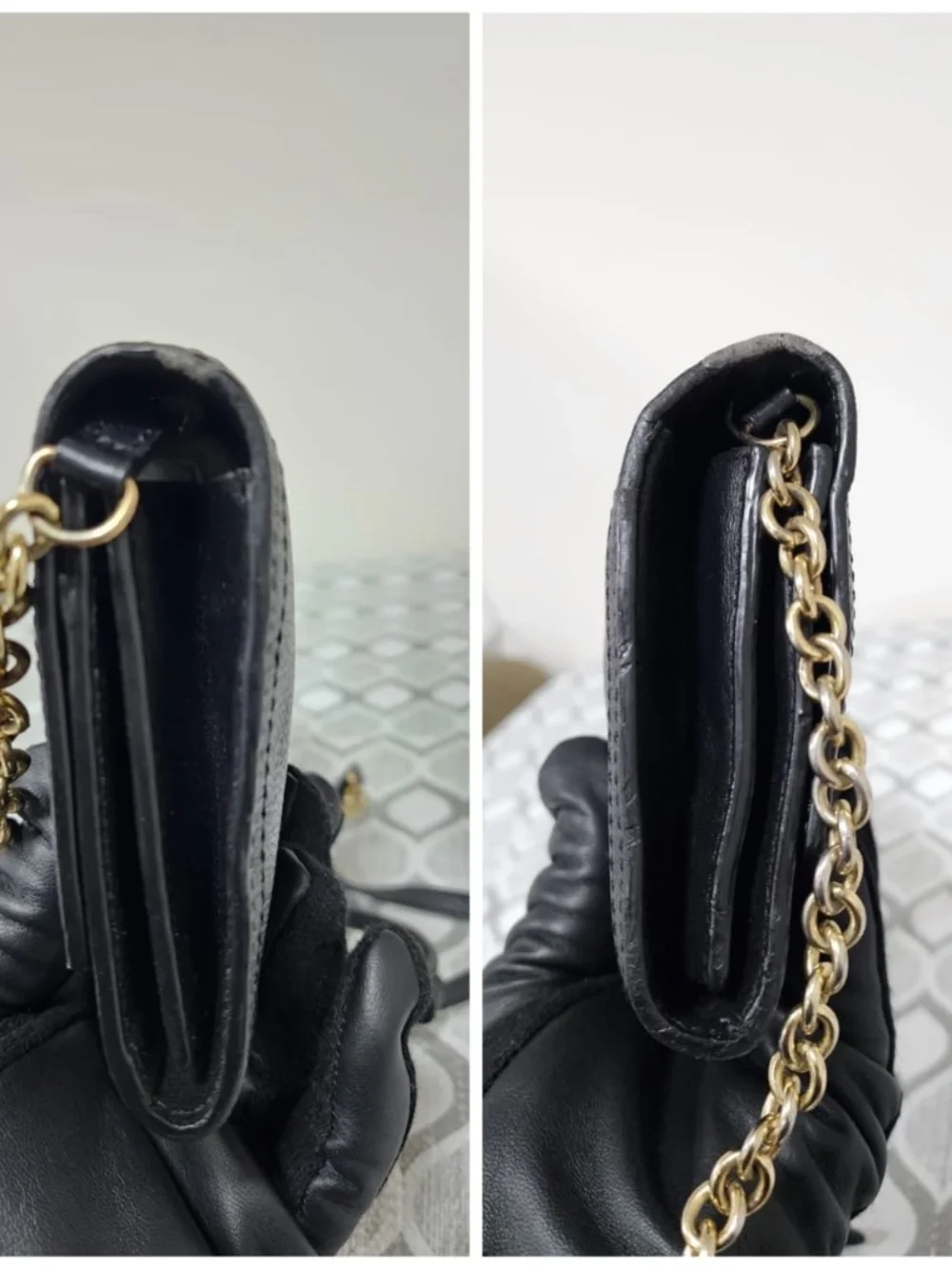 Authentic Burberry Black Soft Grain Leather Henley Wallet on Chain Bag